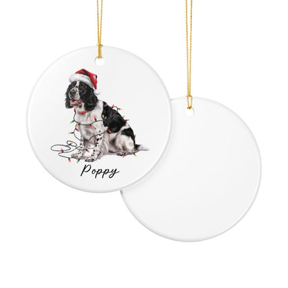 Personalized Black Springer Spaniel Ornament, Christmas Dog Decor