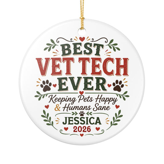Personalized Vet Tech Ornament, Veterinary Technician Gift, Vet Tech Christmas Gift, Custom Name Ornament