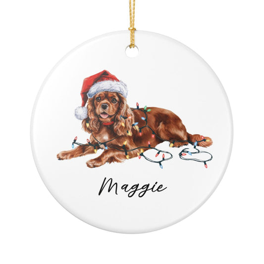 Ruby Cavalier King Charles Spaniel Ornament, Personalized Dog Christmas Decoration, Pet Lover Gift, Custom Holiday Decor