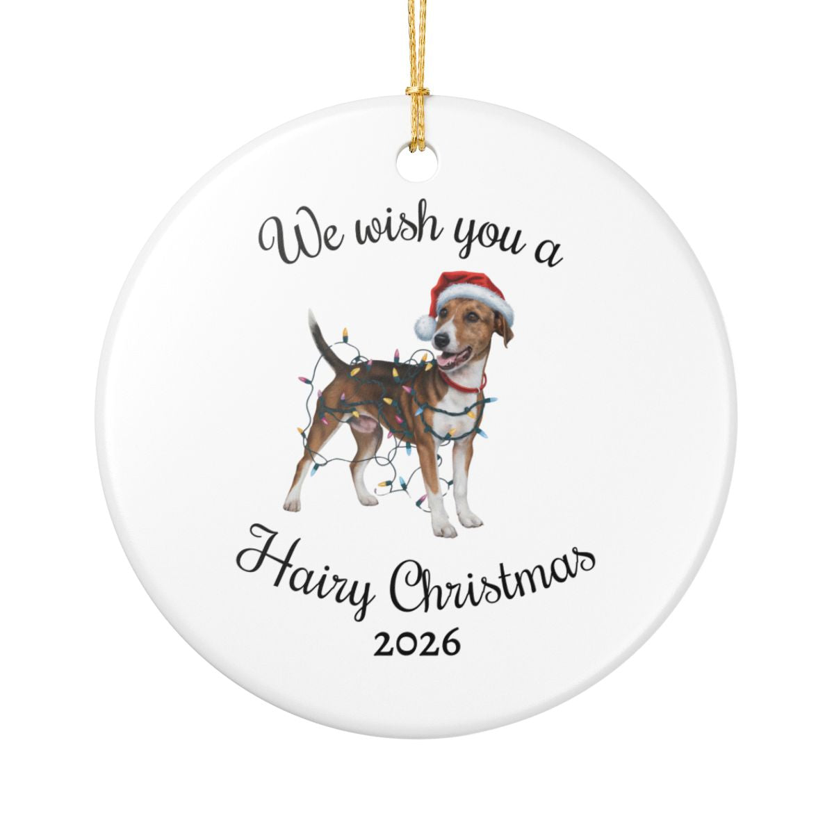 Christmas Smooth Fox Terrier Ornament, Christmas Lights Dog Keepsake