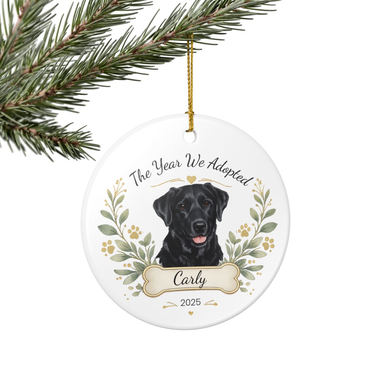 Personalized Adoption Dog Ornament, Custom Pet Christmas Keepsake Gift