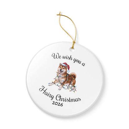 Christmas Red Shiba Inu Ornament, Christmas Lights Dog Keepsake