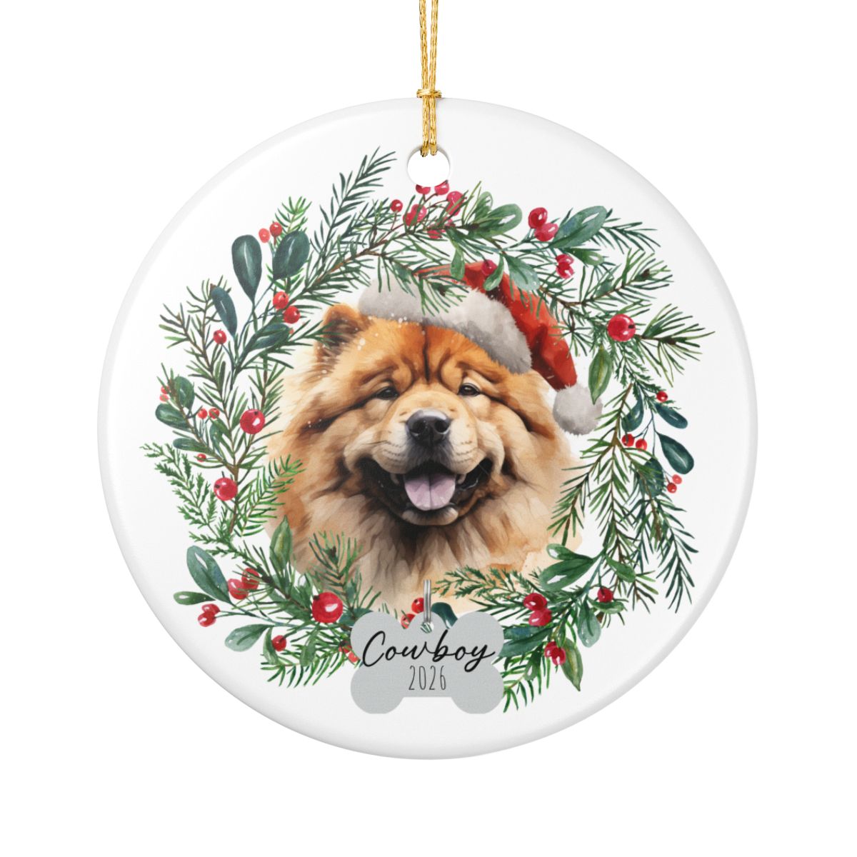 Personalized Chow Chow Christmas Ornament