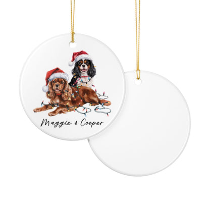 Cavalier King Charles Spaniel Christmas Ornament, Personalized Dog Name Keepsake, Ceramic Pet Lover Gift