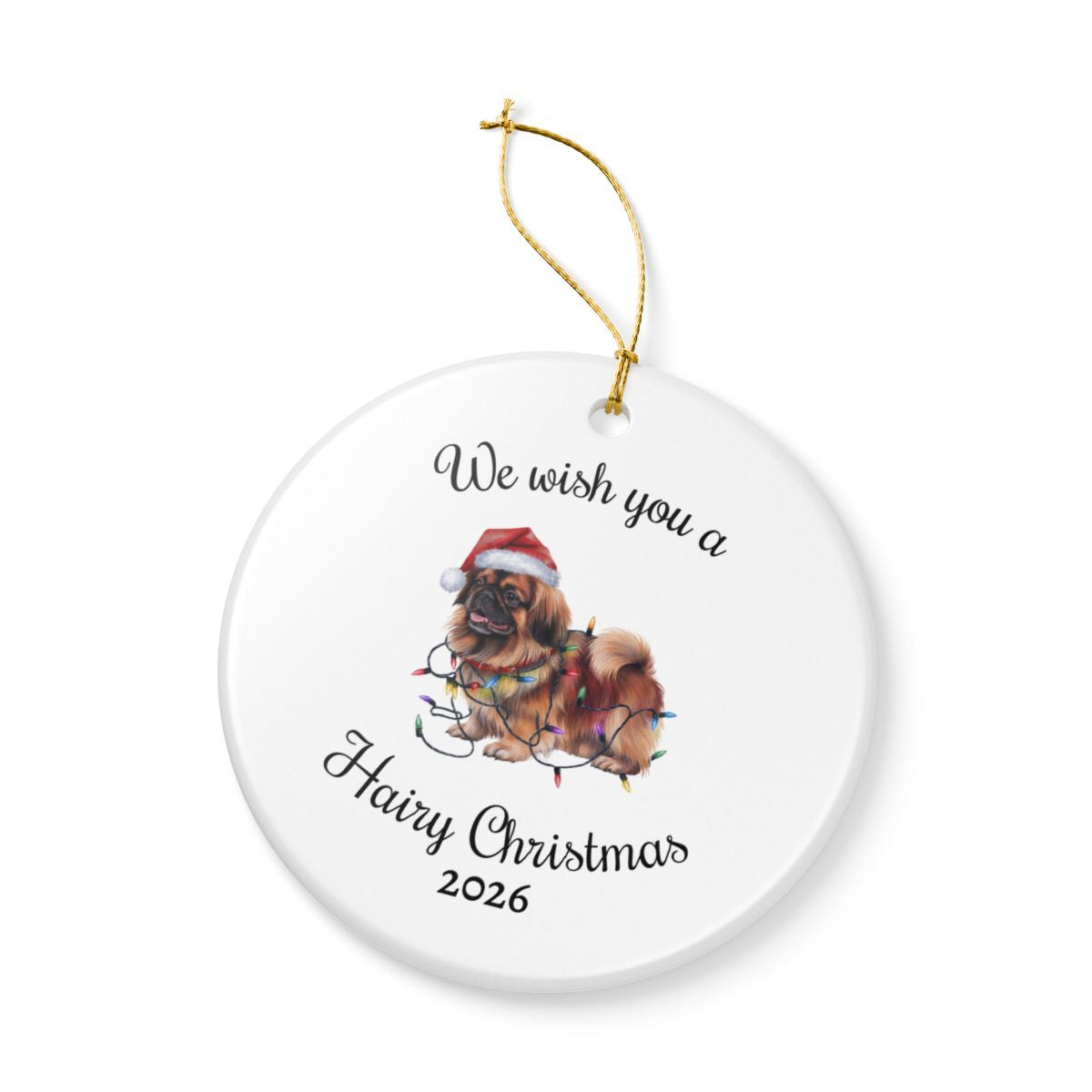 Christmas Pekingese Ornament, Christmas Lights Dog Keepsake