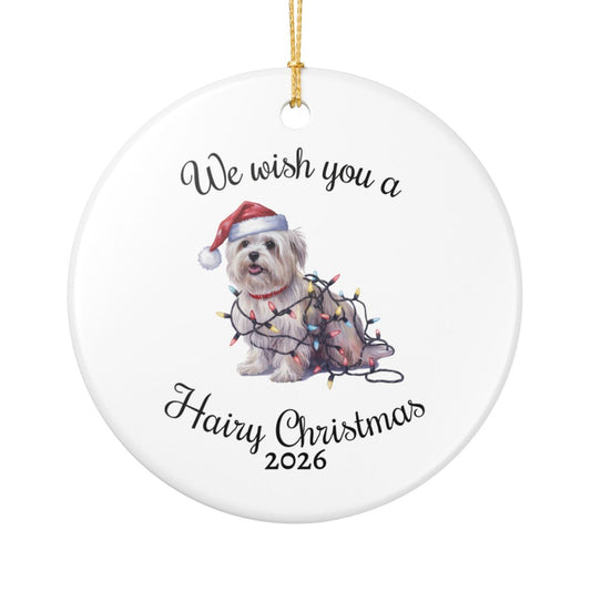 Christmas Maltese Ornament, Christmas Lights Dog Keepsake