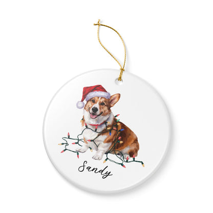 Personalized Corgi Ornament, Ceramic Christmas Tree Decor, Festive Pet Lover Gift