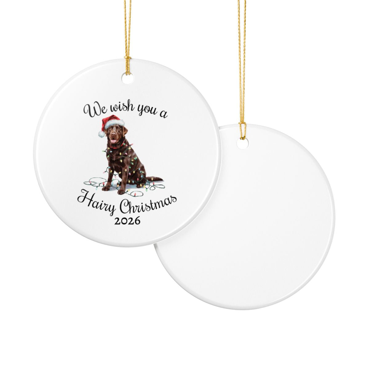 Christmas Chocolate Labrador Ornament, Christmas Lights Dog Keepsake