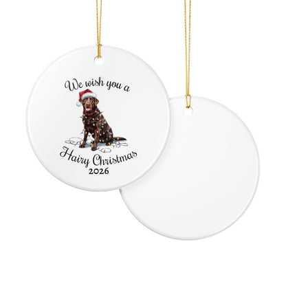 Christmas Chocolate Labrador Ornament, Christmas Lights Dog Keepsake