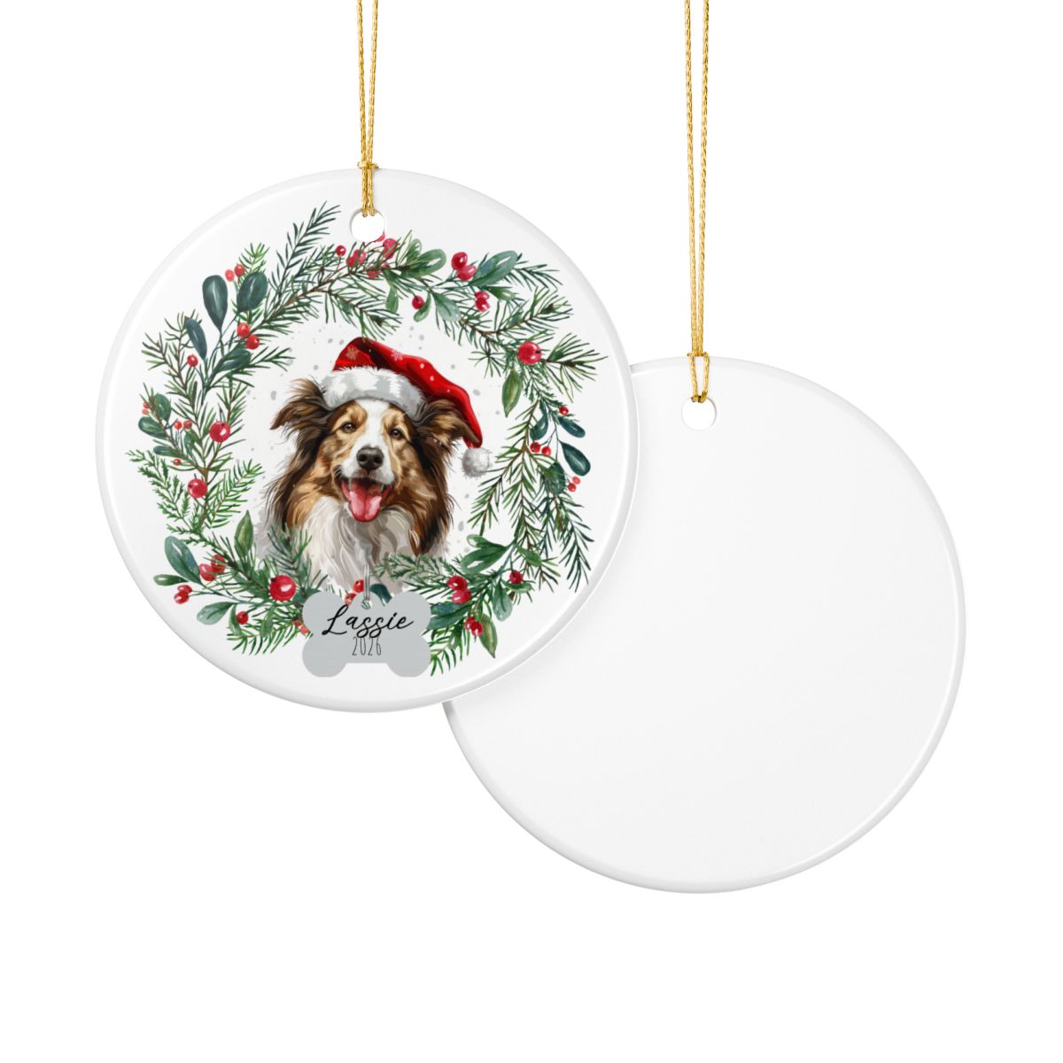 Personalized Collie Christmas Ornament