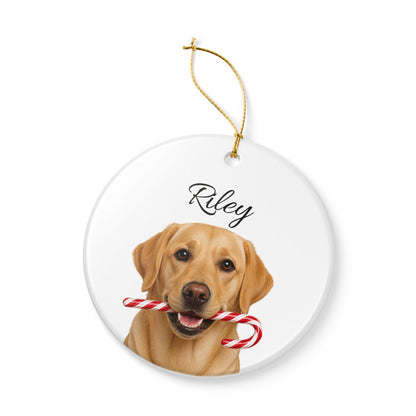 Personalized Yellow Lab Ornament, Custom Dog Name Christmas Ornament, Labrador Retriever Gift, Dog Lover Gift