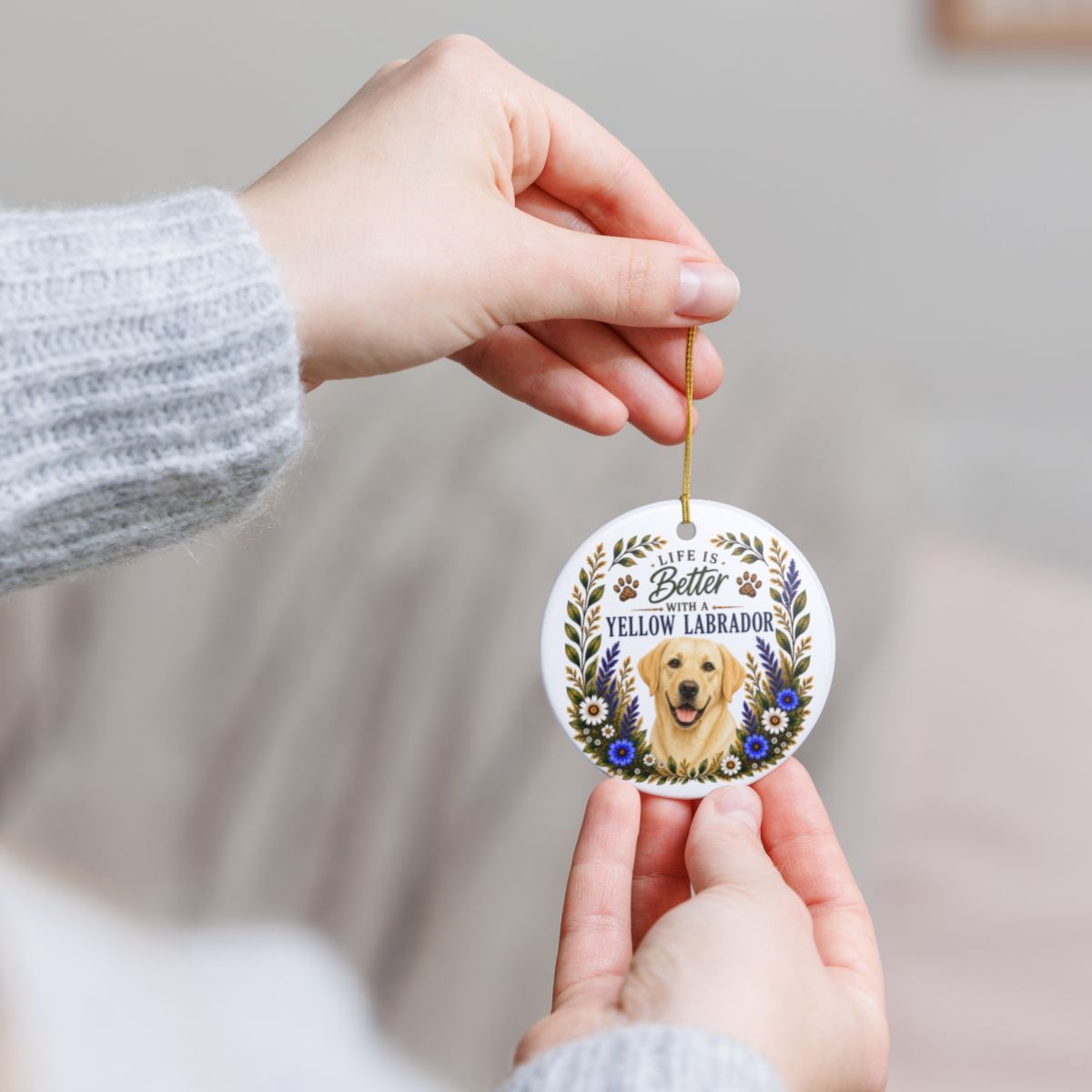 Yellow Lab Ornament - Life Is Better