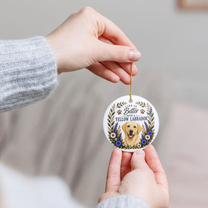 Yellow Lab Ornament - Life Is Better