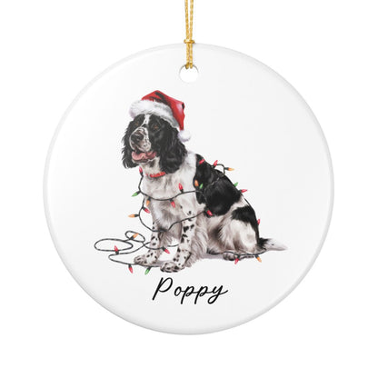 Personalized Black Springer Spaniel Ornament, Christmas Dog Decor