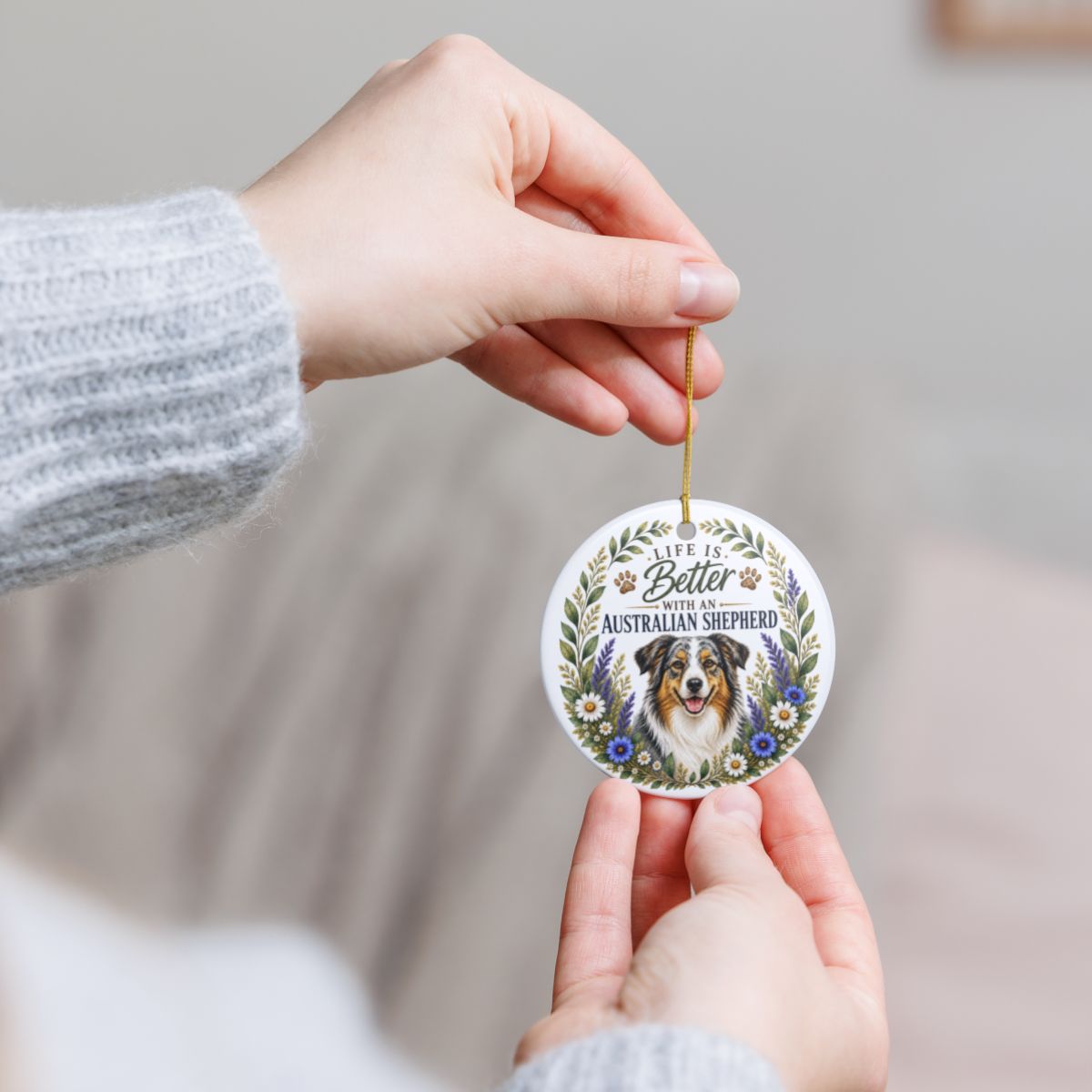 Australian Shepherd Ornament, Life Is Better With an Aussie, Dog Lover Gift