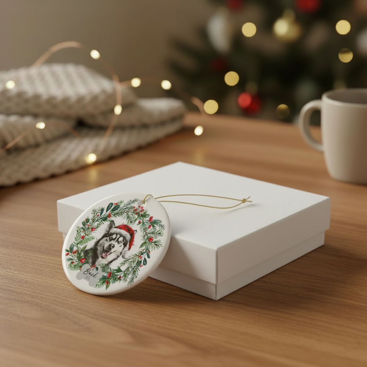Personalized Siberian Husky Christmas Ornament