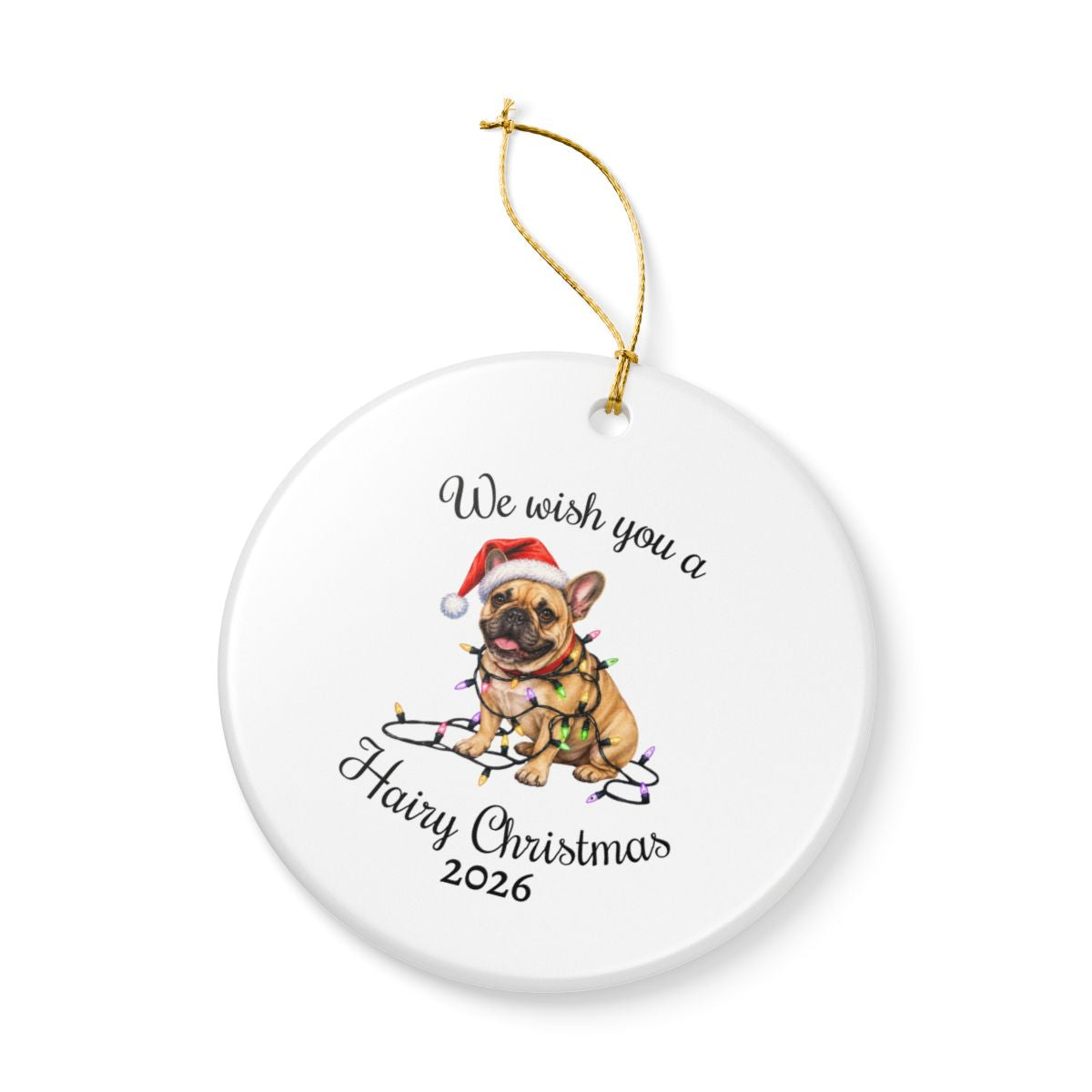 Christmas Fawn French Bulldog Ornament, Frenchie Mom, Christmas Lights Dog Keepsake, Christmas Dog, Gift For Dog Lover