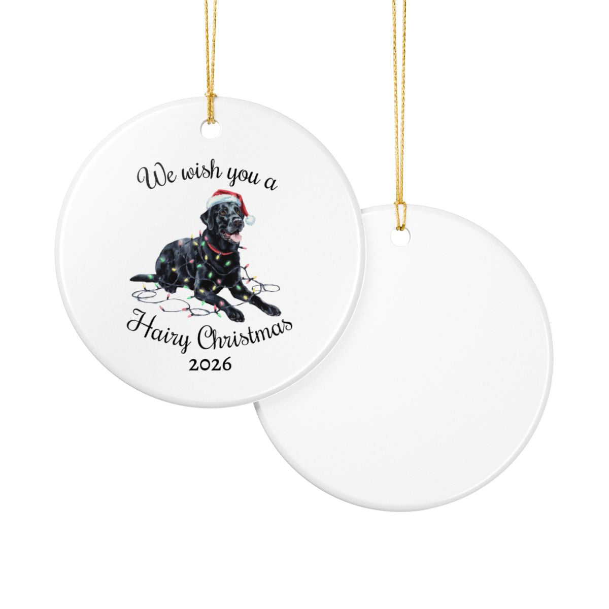 Christmas Black Labrador Ornament, Christmas Lights Dog Keepsake