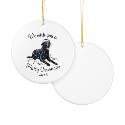 Christmas Black Labrador Ornament, Christmas Lights Dog Keepsake