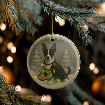 Personalized Rat Terrier Christmas Ornament, 3D Clay-Style Dog Keepsake with Lights