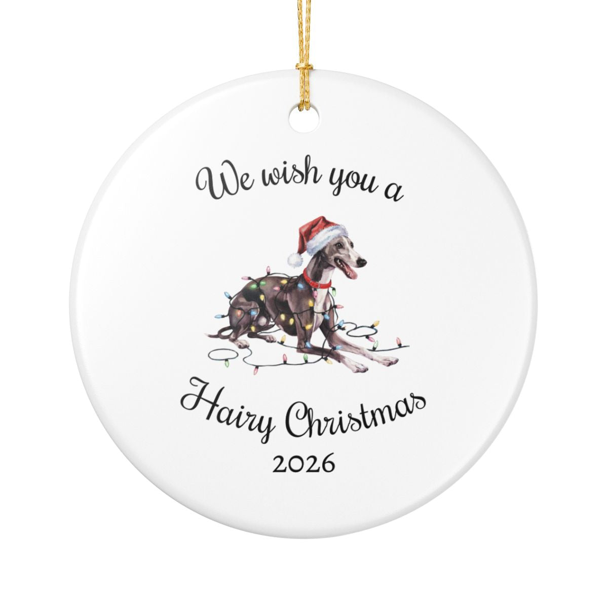 Christmas Greyhound Ornament, Christmas Lights Dog Keepsake