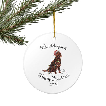 Christmas Irish Setter Ornament, Christmas Lights Dog Keepsake
