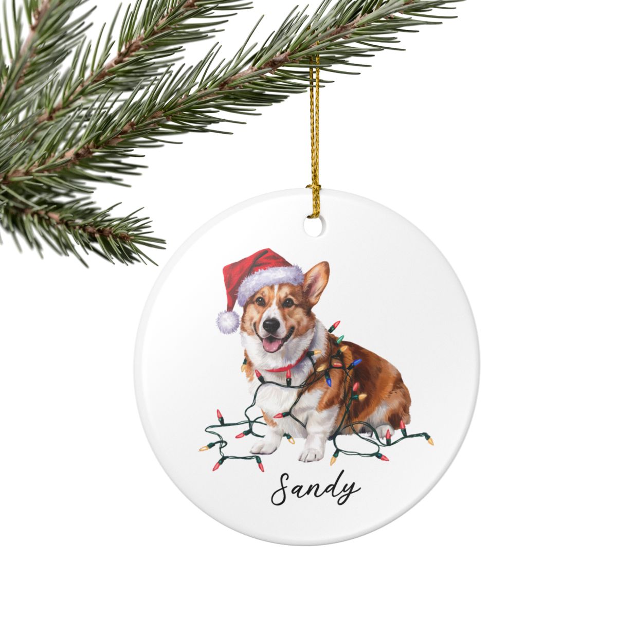 Personalized Corgi Ornament, Ceramic Christmas Tree Decor, Festive Pet Lover Gift