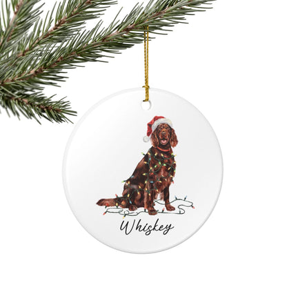Personalized Irish Setter Christmas Ornament, Dog Lover Holiday Keepsake, Ceramic Tree Decor