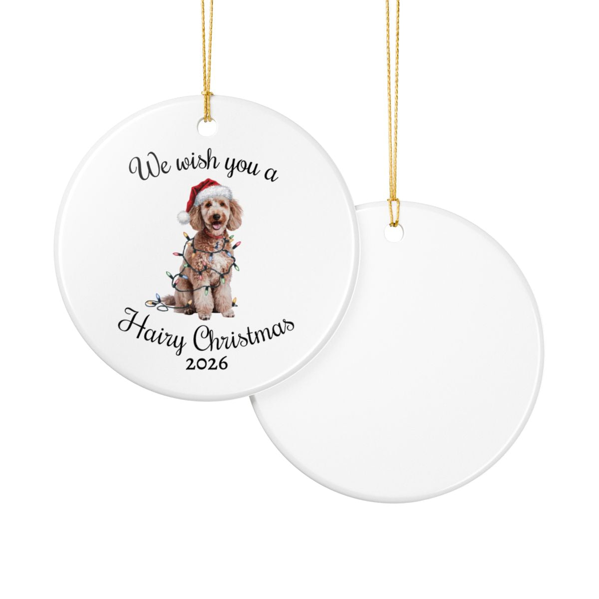 Christmas Poodle Ornament, Christmas Lights Dog Keepsake
