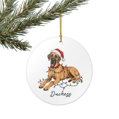 Personalized Fawn Great Dane Christmas Ornament, Festive Dog Keepsake
