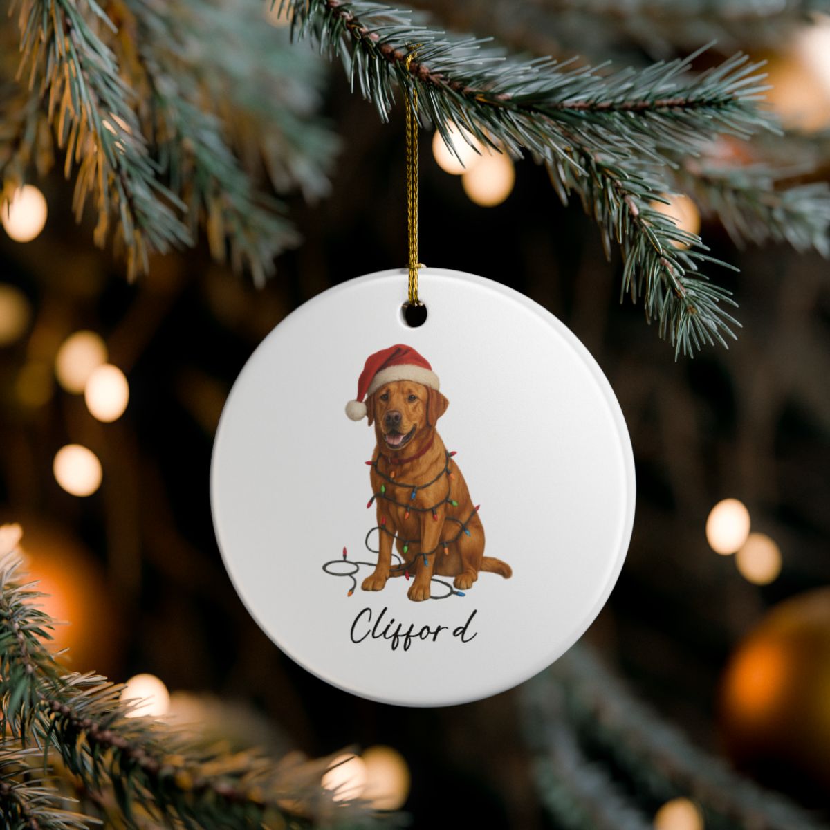 Personalized Fox Red Labrador Retriever Ornament