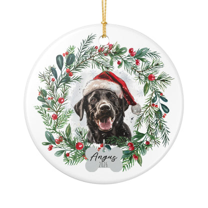 Personalized Black Lab Ornament, Custom Dog Christmas Keepsake, Customized Pet Name Ornament, Pet Memorial Ornament, Custom Dog Keepsake