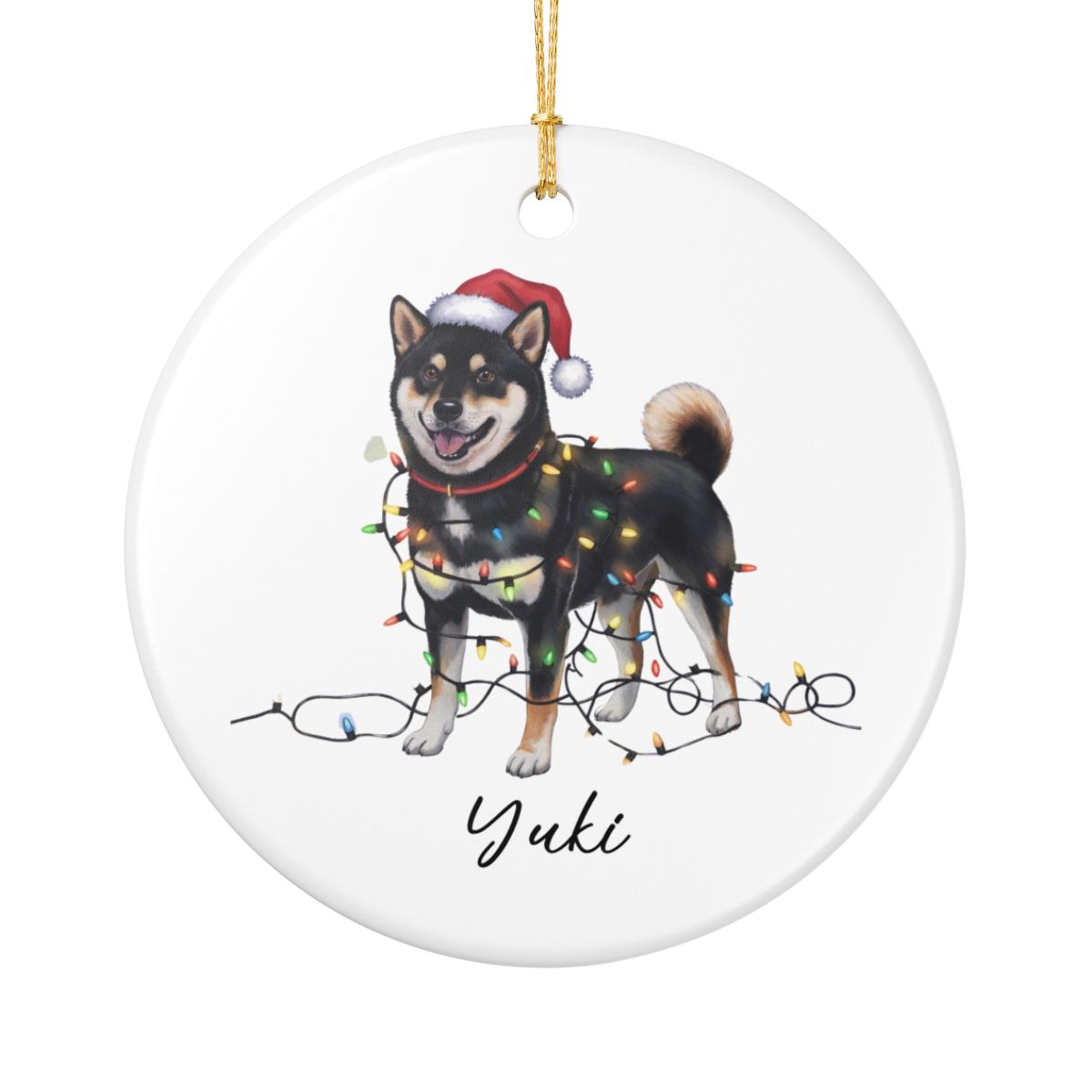 Personalized Black Shiba Inu Ornament, Custom Dog Lover Gift