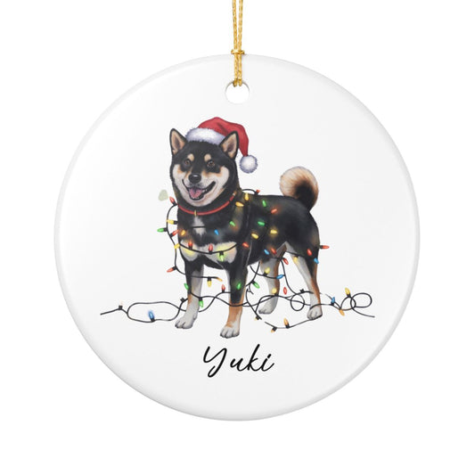 Personalized Black Shiba Inu Ornament, Custom Dog Lover Gift
