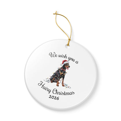 Christmas Doberman Ornament, Christmas Lights Dog Keepsake
