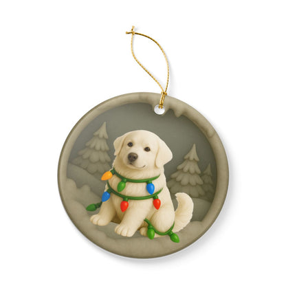 Personalized Great Pyrenees Christmas Ornament, 3D Clay-Style Dog Keepsake with Lights