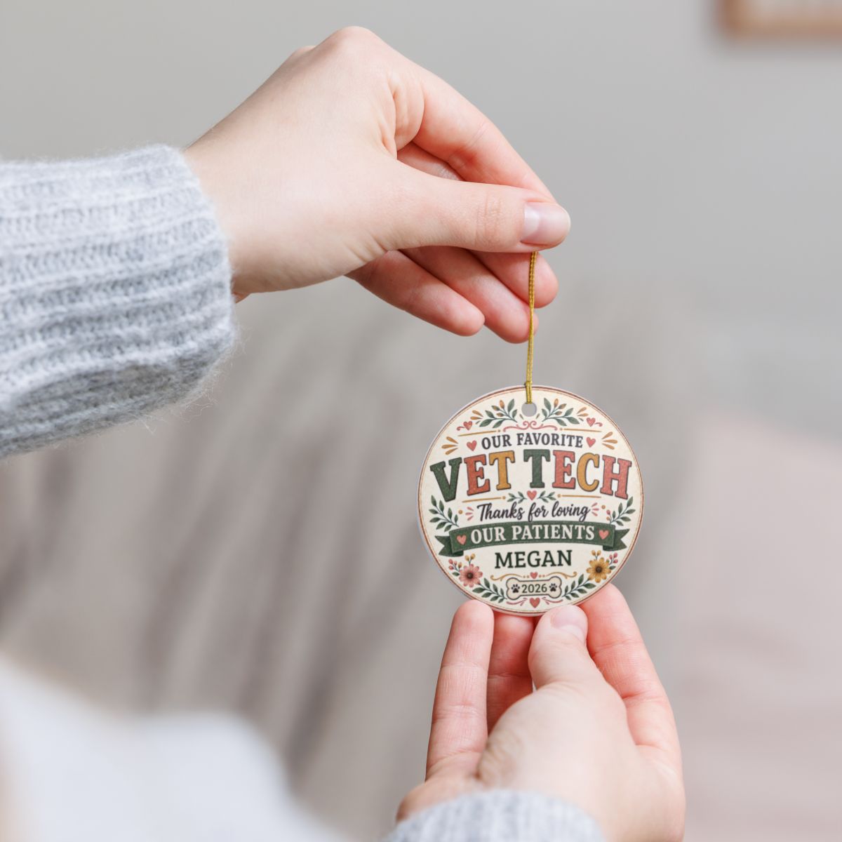 Personalized Vet Tech Ornament, Veterinary Technician Gift, Vet Clinic Coworker Christmas Gift