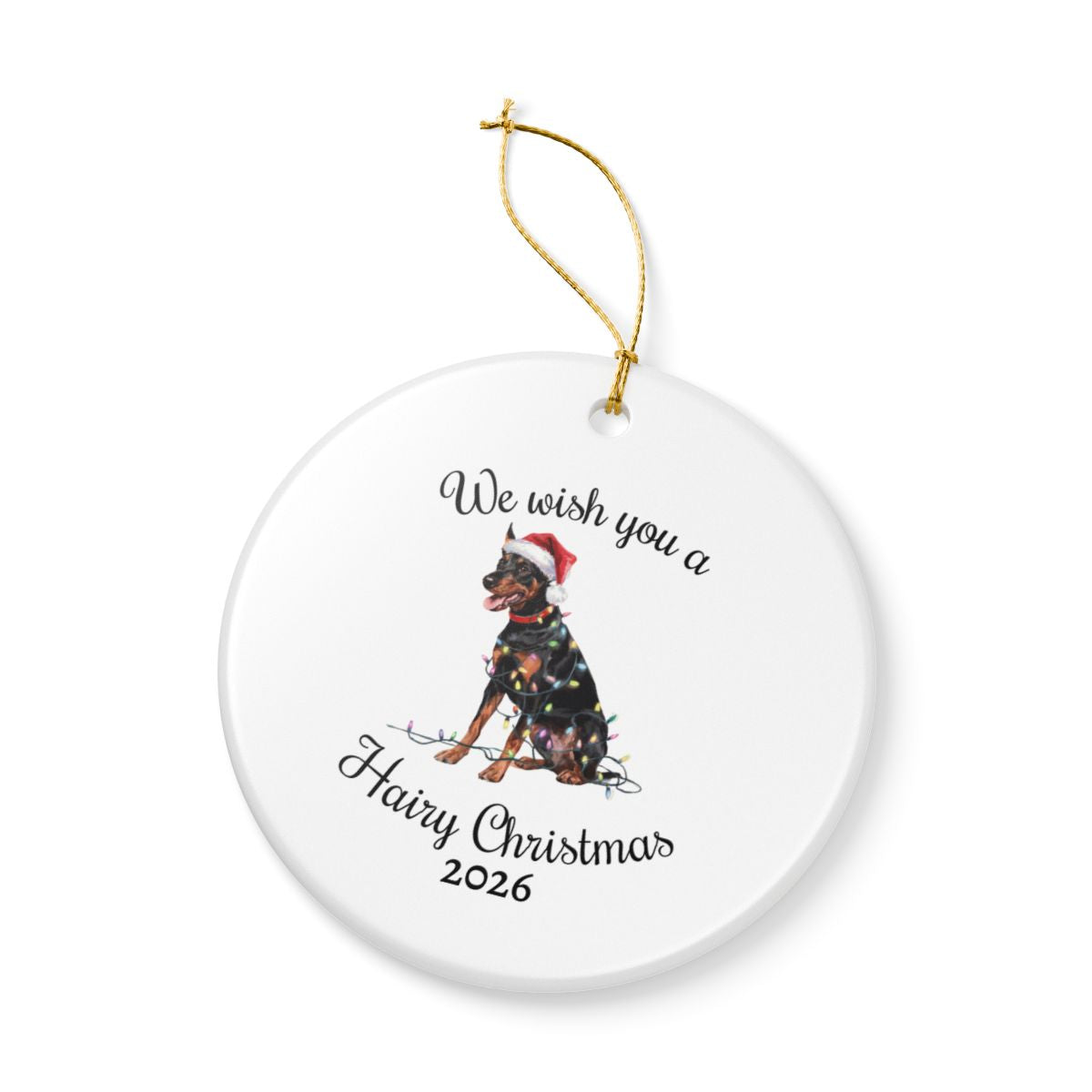 Christmas German Pinscher Ornament, Christmas Lights Dog Keepsake