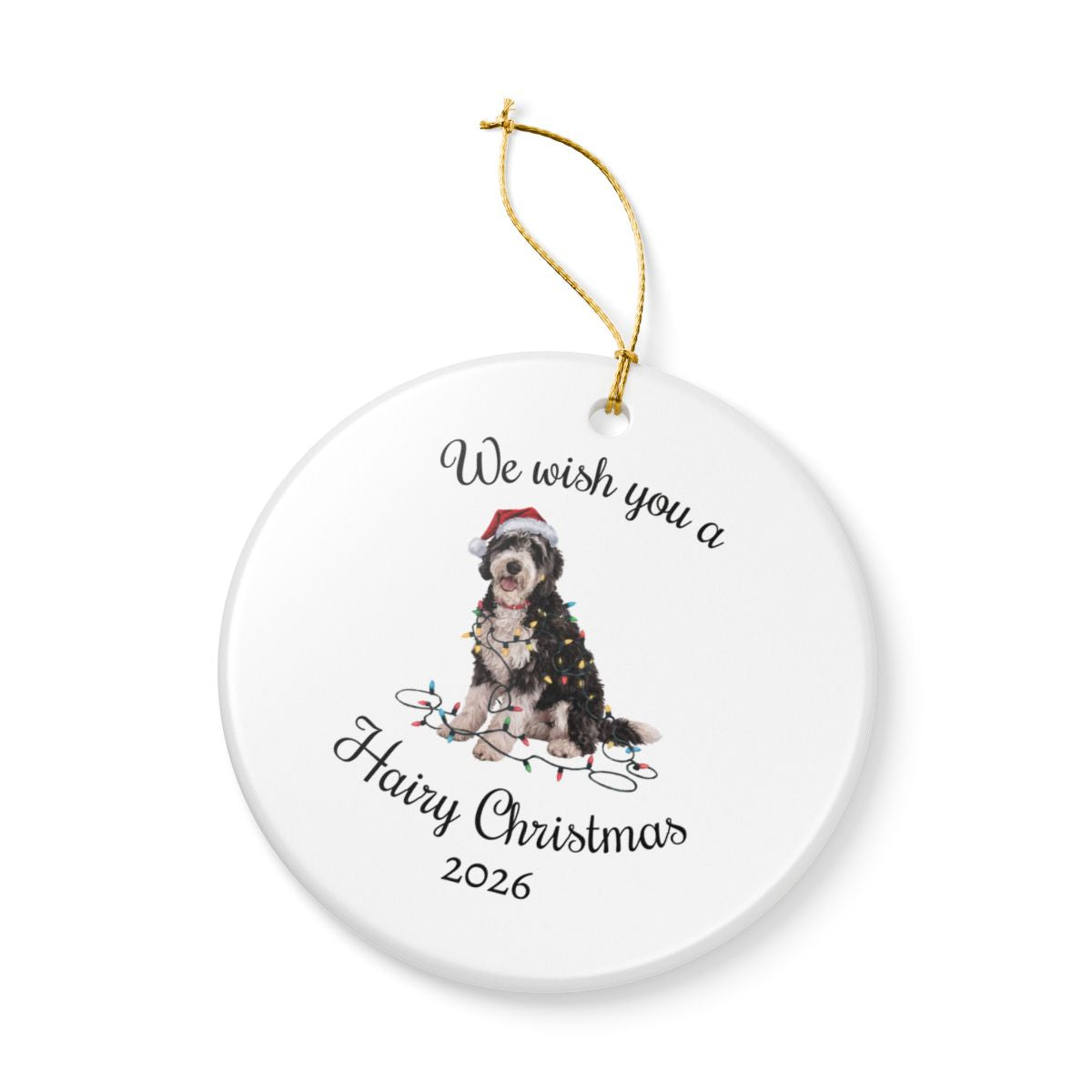 Christmas Labradoodle Ornament, Christmas Lights Dog Keepsake