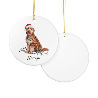 Personalized Goldendoodle Ceramic Ornament, Dog Lover Holiday Keepsake, Festive Xmas Tree Decoration