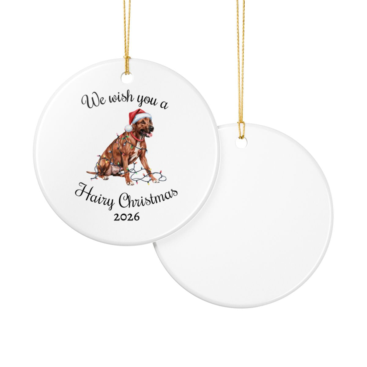 Christmas Rhodesian Ridgeback Ornament, Christmas Lights Dog Keepsake