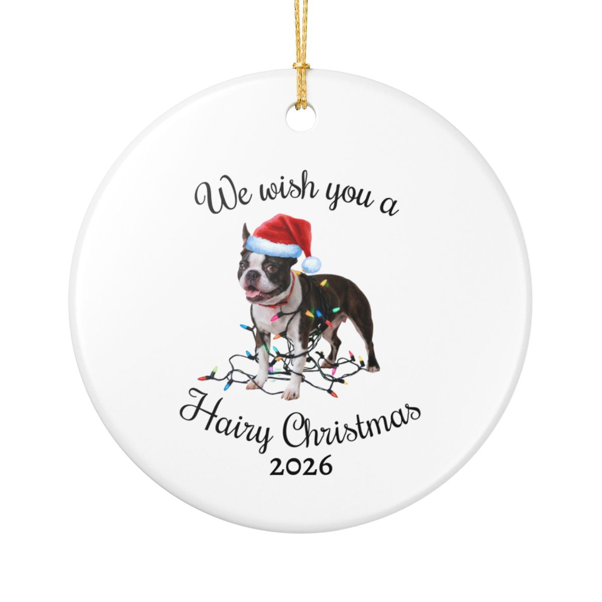 Christmas Boston Terrier Ornament, Christmas Lights Dog Keepsake, Christmas Dog, Boston Terrier Mom, Gift For Dog Lover, Boston Terrier