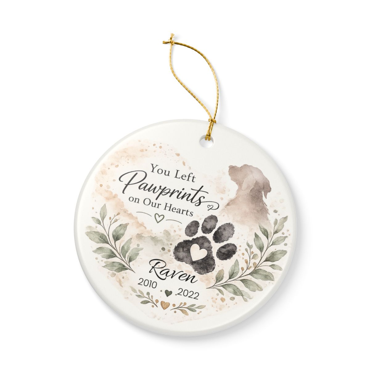 Personalized Pet Memorial Ornament, Custom Dog Loss Christmas Keepsake Gift