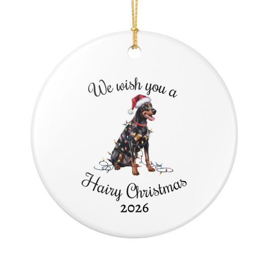 Christmas Doberman Ornament, Christmas Lights Dog Keepsake