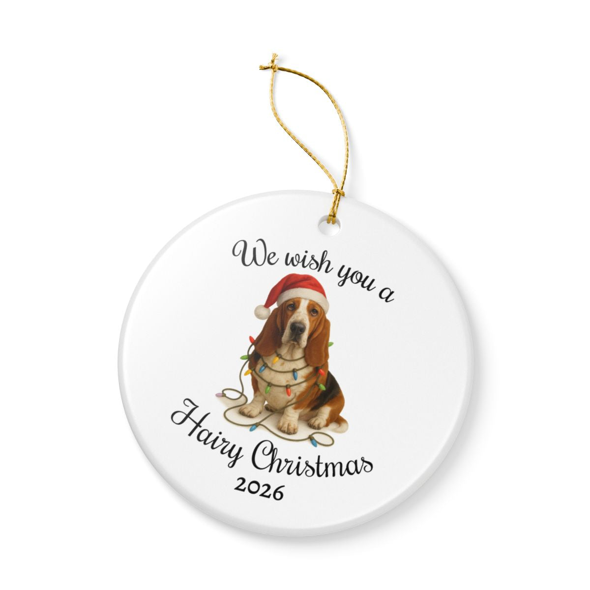 Christmas Basset Hound Ornament, Christmas Keepsake, Dog Lover Gift, Custom Date Dog Ornament, Funny Basset Decor, Pet Christmas Decoration