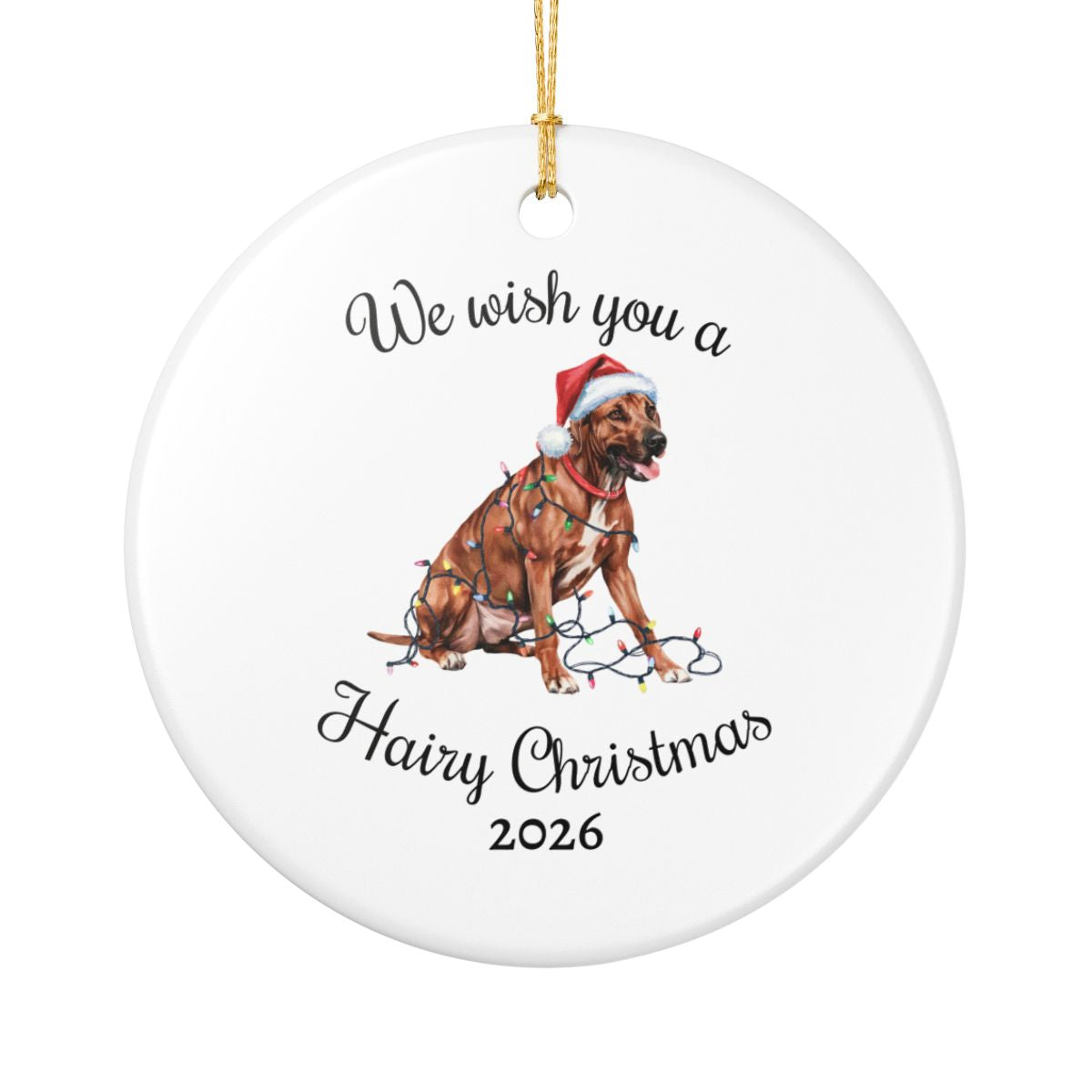 Christmas Rhodesian Ridgeback Ornament, Christmas Lights Dog Keepsake