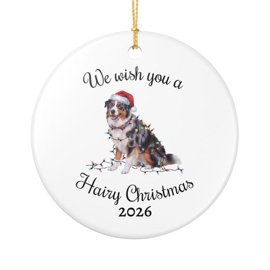Australian Shepherd Ornament, Personalized Christmas Lights Dog Keepsake