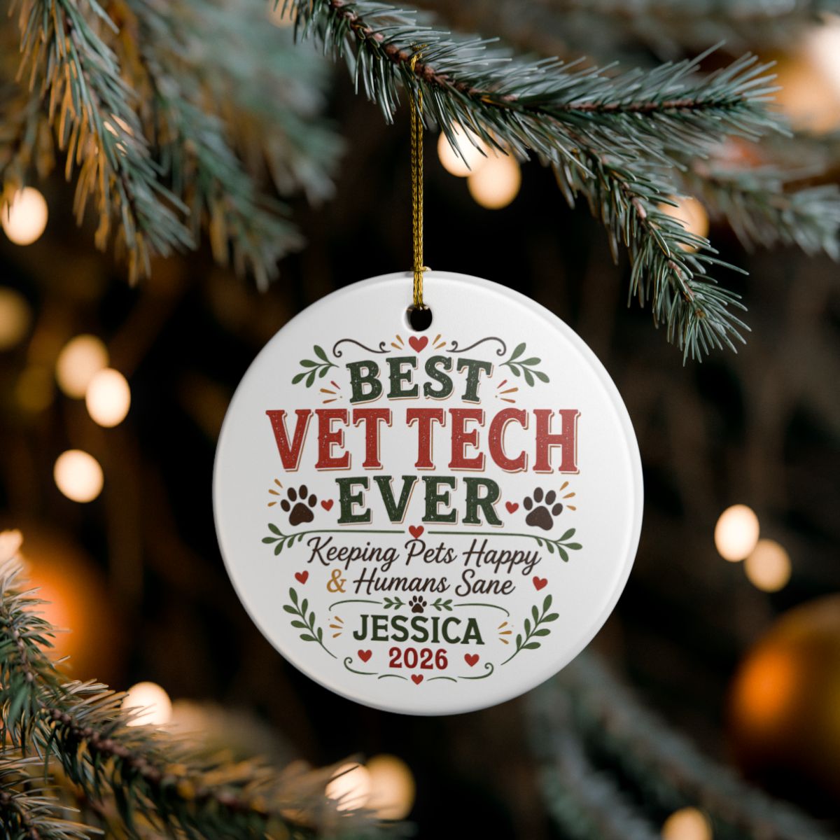 Personalized Vet Tech Ornament, Veterinary Technician Gift, Vet Tech Christmas Gift, Custom Name Ornament