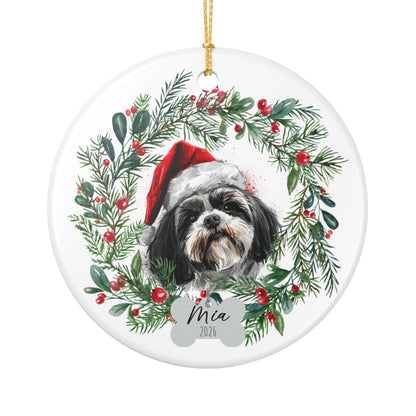 Personalized Shih Tzu Ornament, Custom Dog Christmas Keepsake, Customized Pet Name Ornament, Pet Memorial Ornament, Custom Dog Keepsake