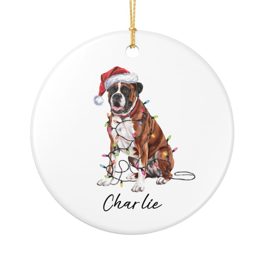 Personalized Boxer Christmas Ornament, Ceramic Dog Lover Gift, Custom Decor
